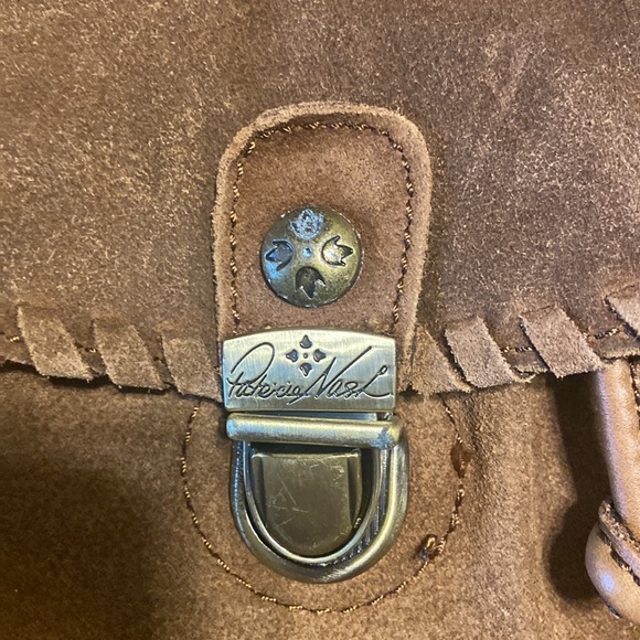 Patricia Nash Casape Backpack in Burnished Suede Cognac, braided trim, durable - Picture 10 of 15